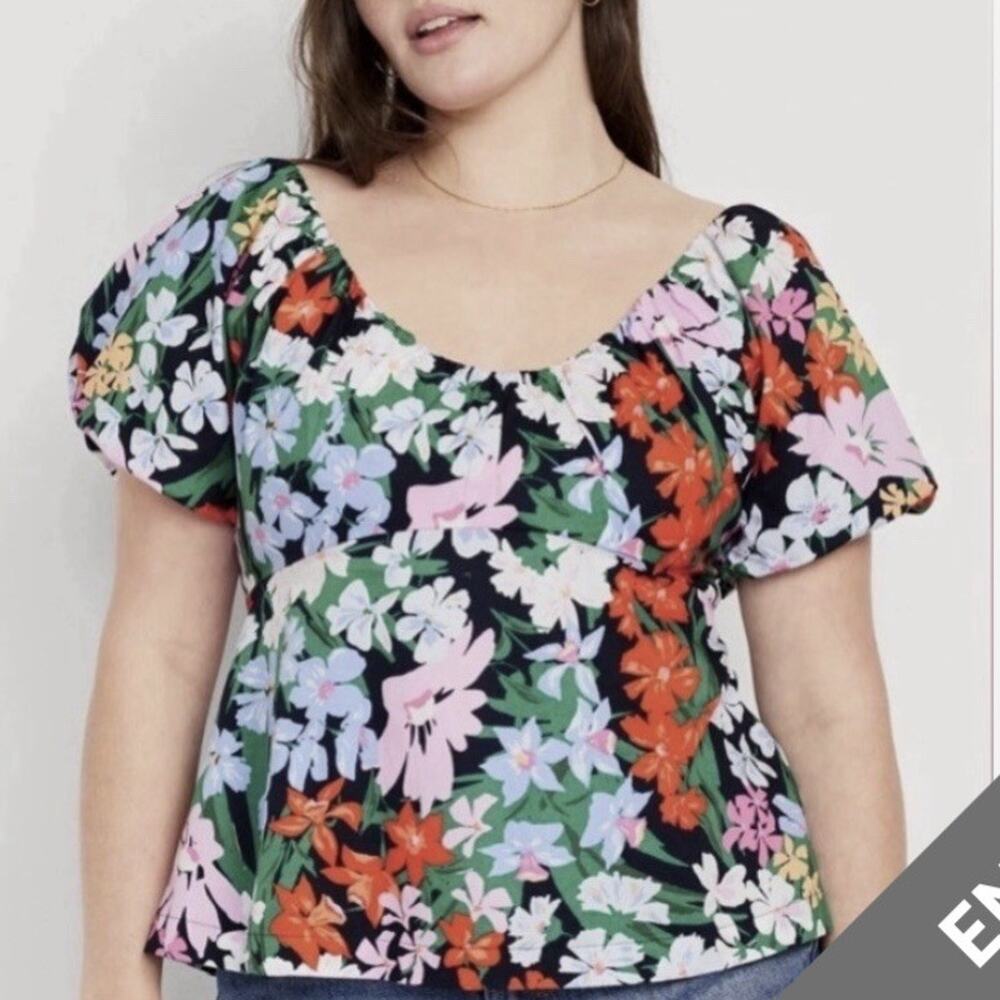 Old Navy Floral Smocked Puff Sleeve Top Plus Size 2X